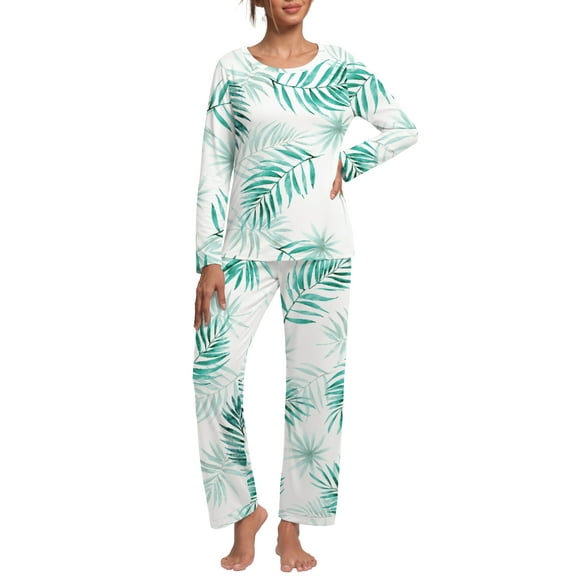 MINTREUS Women's Pajama Set Long Sleeve Sleepwear Ladies Soft Pjs Lounge Sets
