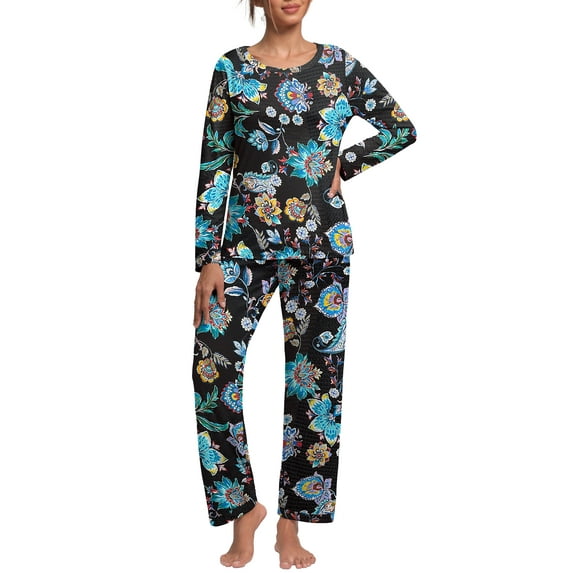 MINTREUS Women's Pajama Set Long Sleeve Sleepwear Ladies Soft Pjs Lounge Sets