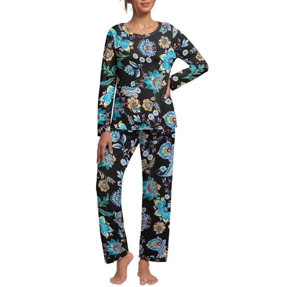 MINTREUS Women's Pajama Set Long Sleeve Sleepwear Ladies Soft Pjs Lounge Sets