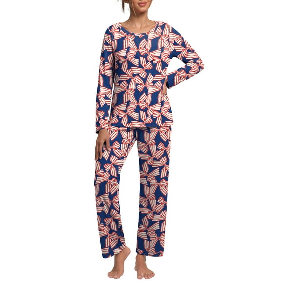 MINTREUS Women's Pajama Set Long Sleeve Sleepwear Ladies Soft Pjs Lounge Sets