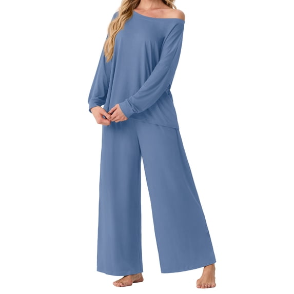 MINTREUS Women's Pajama Set Long Sleeve Sleepwear Set Soft Two Piece Matching Set with Pockets