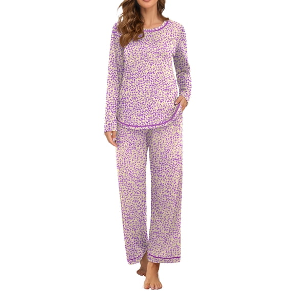 MINTREUS Women's Pajama Set Long Sleeve Sleepwear Set Soft Two Piece Matching Set with Pockets