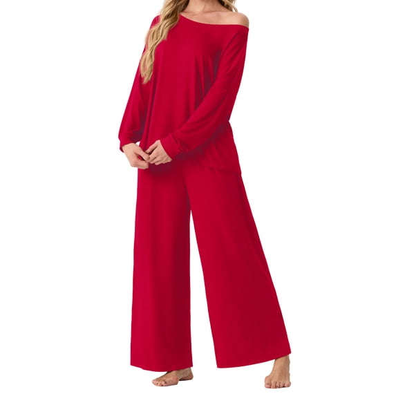 MINTREUS Women's Pajama Set Long Sleeve Sleepwear Set Soft Two Piece Matching Set with Pockets