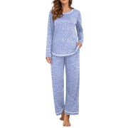 MINTREUS Womens Pajama Set Long Sleeve Sleepwear Set Soft Two Piece Matching Set with Pockets