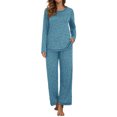 thumbnail image 1 of MINTREUS Women's Pajama Set Long Sleeve Sleepwear Set Soft Two Piece Matching Set with Pockets, 1 of 6