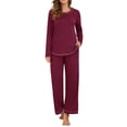 thumbnail image 1 of MINTREUS Women's Pajama Set Long Sleeve Sleepwear Set Soft Two Piece Matching Set with Pockets, 1 of 5