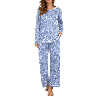 MINTREUS Women's Pajama Set Long Sleeve Sleepwear Set Soft Two Piece Matching Set with Pockets
