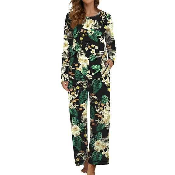 MINTREUS Women's Pajama Set Long Sleeve Sleepwear Set Soft Two Piece Matching Set with Pockets