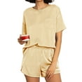 thumbnail image 1 of MINTREUS Silk Pajama for Women Short Sleeve Satin Pj Set Two Piece Soft Sleepwear Loungewear, 1 of 7