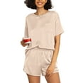 thumbnail image 1 of MINTREUS Silk Pajama for Women Short Sleeve Satin Pj Set Two Piece Soft Sleepwear Loungewear, 1 of 6
