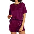 thumbnail image 1 of MINTREUS Silk Pajama for Women Short Sleeve Satin Pj Set Two Piece Soft Sleepwear Loungewear, 1 of 7