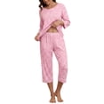 thumbnail image 1 of MINTREUS Women's Pajama Set Three-Quarter Sleeve Pajama Top and Pants Two-Piece Set Summer Loungewear, 1 of 7
