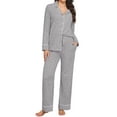 thumbnail image 1 of MINTREUS Women's Pajama Sets Knit Long Sleeve Button Down Pjs Soft Sleepwear Lounge Sets with Pockets, 1 of 9