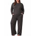 thumbnail image 1 of MINTREUS Plus Size Lounge Sets for Women Long Sleeve Tops and Long Pants Soft Comfy Pajamas Set Oversized 2 Piece Outfits 1X-5X, 1 of 3