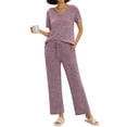 thumbnail image 1 of MINTREUS Women's Ribbed Knit Pajama Set Soft Lounge Set Lightweight Sleepwear Two Piece Matching Outfits Set, 1 of 7