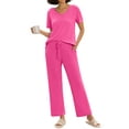 thumbnail image 1 of MINTREUS Women's Ribbed Knit Pajama Set Soft Lounge Set Lightweight Sleepwear Two Piece Matching Outfits Set, 1 of 7