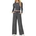 thumbnail image 1 of MINTREUS Lounge Sets for Women Long Sleeve Tops Wide Leg Pants Comfy Loungewear Two Piece Outfits with Pocketed, 1 of 8