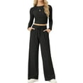 thumbnail image 1 of MINTREUS Lounge Sets for Women Long Sleeve Tops Wide Leg Pants Comfy Loungewear Two Piece Outfits with Pocketed, 1 of 8