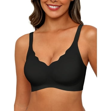 MINTREUS Women's Seamless Bras No Underwire Scalloped Push Up Bras Soft Wireless Comfort Bralettes Full Coverage