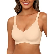 MINTREUS Women's Seamless Bras No Underwire Scalloped Push Up Bras Soft Wireless Comfort Bralettes Full Coverage