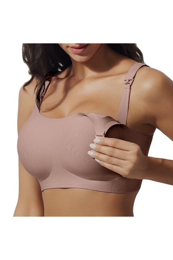 Nursing Bras for Breastfeeding Round Neck Full Coverage Maternity Bra Pregnancy Sleep Bralette with Extra Extender