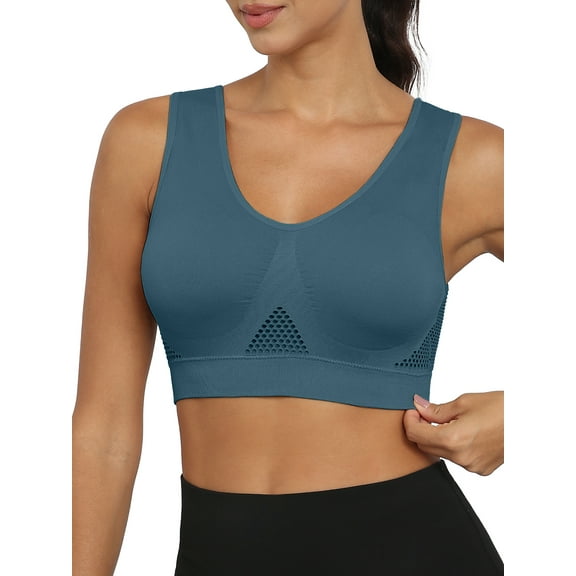 MINTREUS Women's Sports Bra Moderate Support Wide Strap Mesh Breathable Fitness Workout Yoga Bra