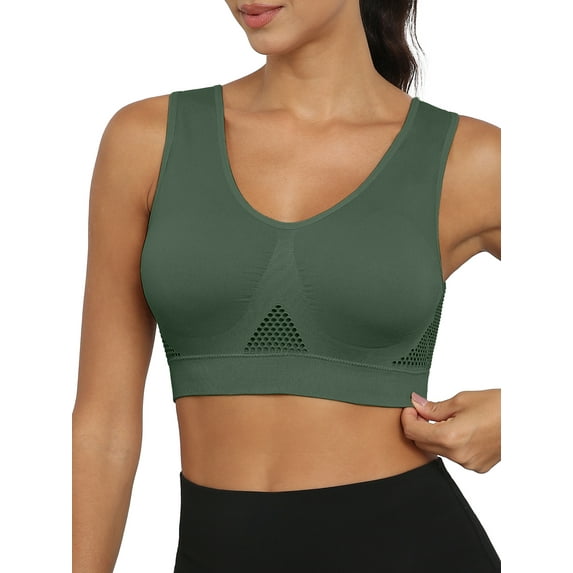 MINTREUS Women's Sports Bra Moderate Support Wide Strap Mesh Breathable Fitness Workout Yoga Bra