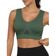 Women's Sports Bra Moderate Support Wide Strap Mesh Breathable Fitness Workout Yoga Bra