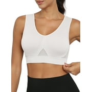 MINTREUS Womens Sports Bra Moderate Support Wide Strap Mesh Breathable Fitness Workout Yoga Bra