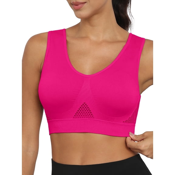 MINTREUS Women's Sports Bra Moderate Support Wide Strap Mesh Breathable Fitness Workout Yoga Bra