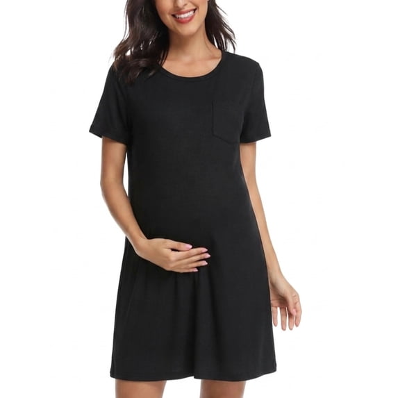 MINTREUS Women's Nightgown Short Sleeve Nightshirt V Neck Sleep Shirt Loose Loungewear Casual Sleepwear