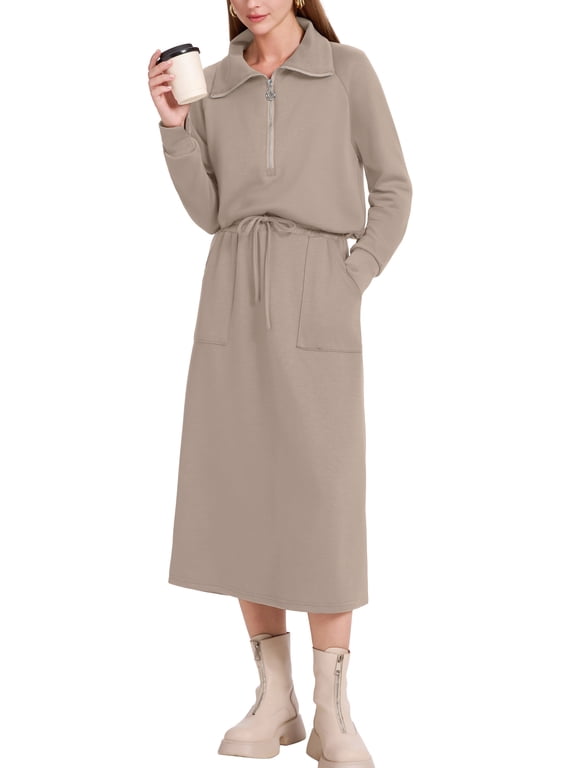 Women's 2 Piece Skirt Sets Fall Knit Long-Sleeved Zipper Top Lounge Travel Outfits Winter Clothing