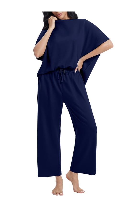 Two Piece Sets for Women Batwing Sleeves Lounge Sets Summer Spring Vacation Outfits with Pockets