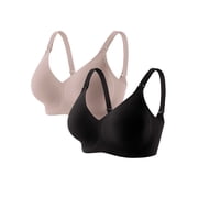 MINTREUS Nursing Bras for Breastfeeding 2 Pack Seamless Comfort Maternity Bra Pregnancy Sleep Bralette with Extra Extender