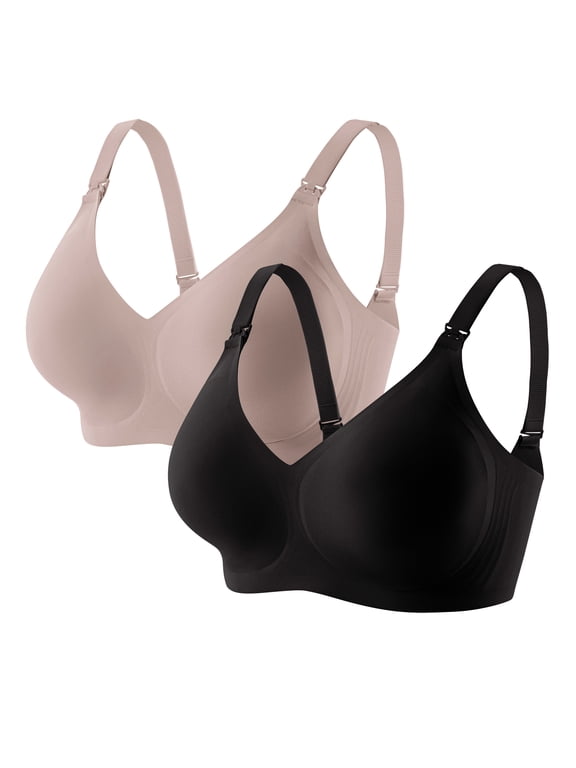 Nursing Bras for Breastfeeding 2 Pack Seamless Comfort Maternity Bra Pregnancy Sleep Bralette with Extra Extender