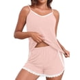 thumbnail image 1 of MINTREUS Womens Cami Pajamas Sets 2 Piece Camisole Lounge Pjs Set Lace Trim Sleepwear with Shorts, 1 of 9