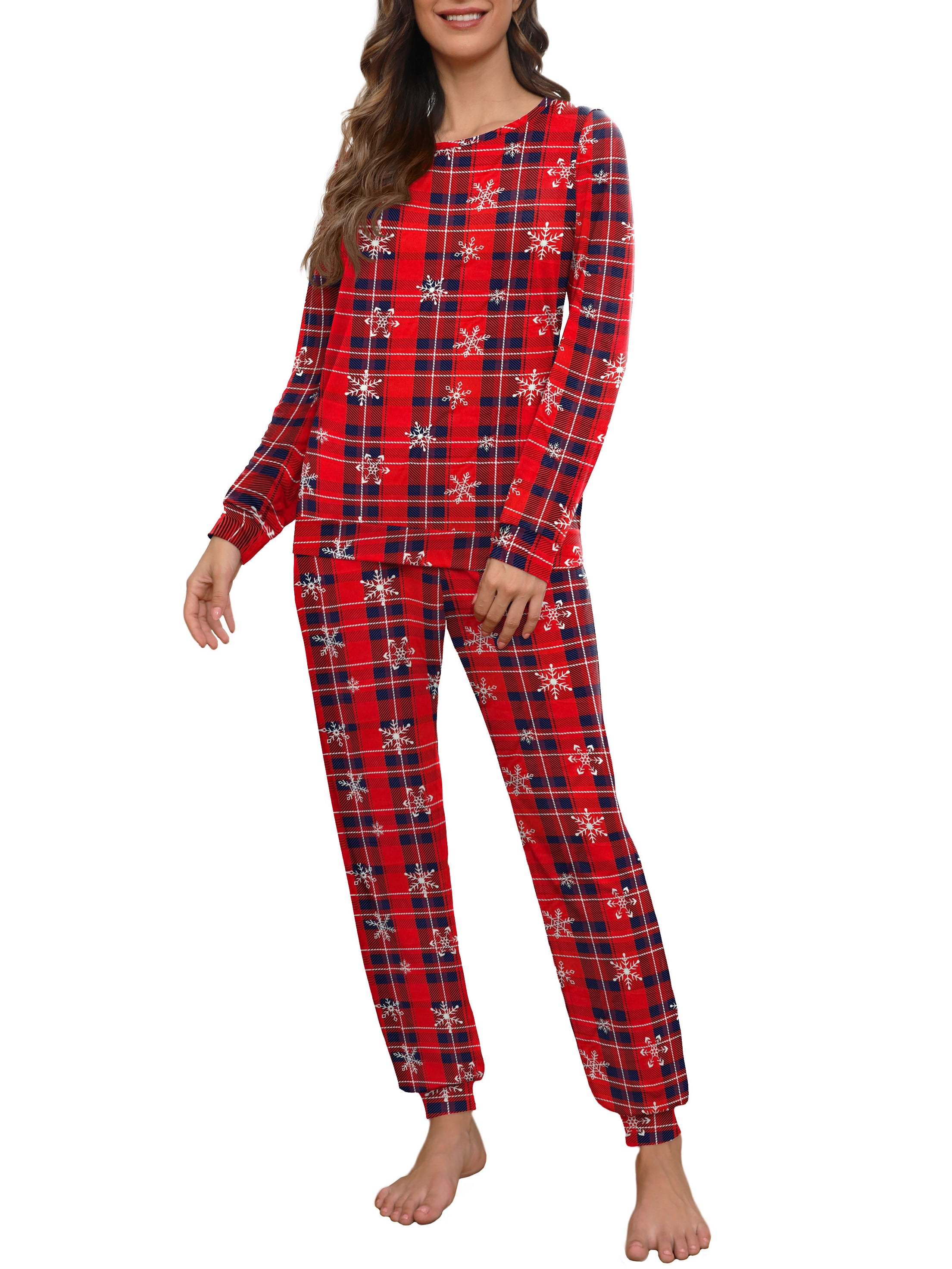 MINTREUS Womens Pajama Set Long Sleeve Sleepwear Christmas Nightwear Soft Pjs Lounge Sets With Pockets