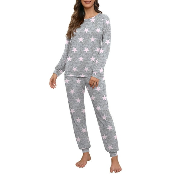 MINTREUS Womens Pajama Set Long Sleeve Sleepwear Nightwear Soft Pjs Lounge Sets With Pockets