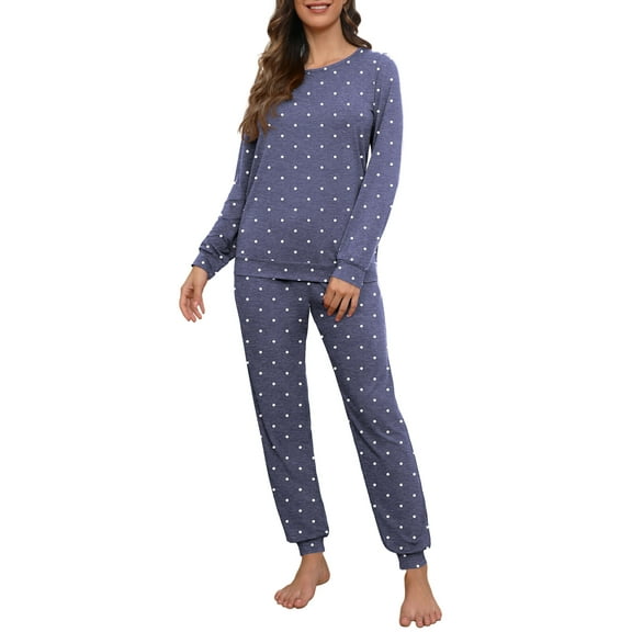 MINTREUS Womens Pajama Set Long Sleeve Sleepwear Nightwear Soft Pjs Lounge Sets With Pockets
