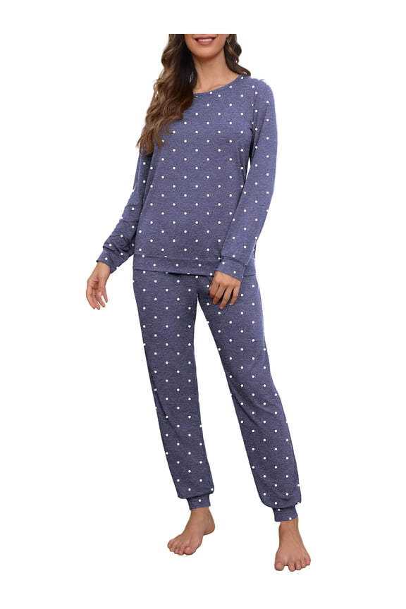 Womens Pajama Set Long Sleeve Sleepwear Nightwear Soft Pjs Lounge Sets With Pockets