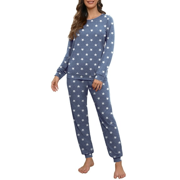 MINTREUS Womens Pajama Set Long Sleeve Sleepwear Nightwear Soft Pjs Lounge Sets With Pockets
