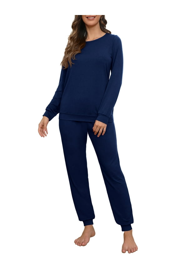 Womens Pajama Set Long Sleeve Sleepwear Nightwear Soft Pjs Lounge Sets With Pockets