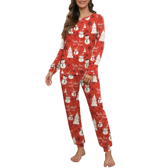 MINTREUS Womens Pajama Set Long Sleeve Sleepwear Nightwear Soft Pjs Lounge Sets With Pockets