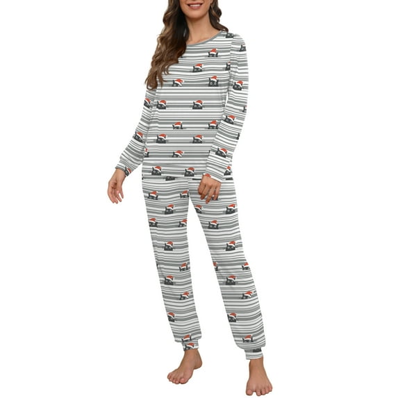 MINTREUS Womens Pajama Set Long Sleeve Sleepwear Nightwear Soft Pjs Lounge Sets With Pockets
