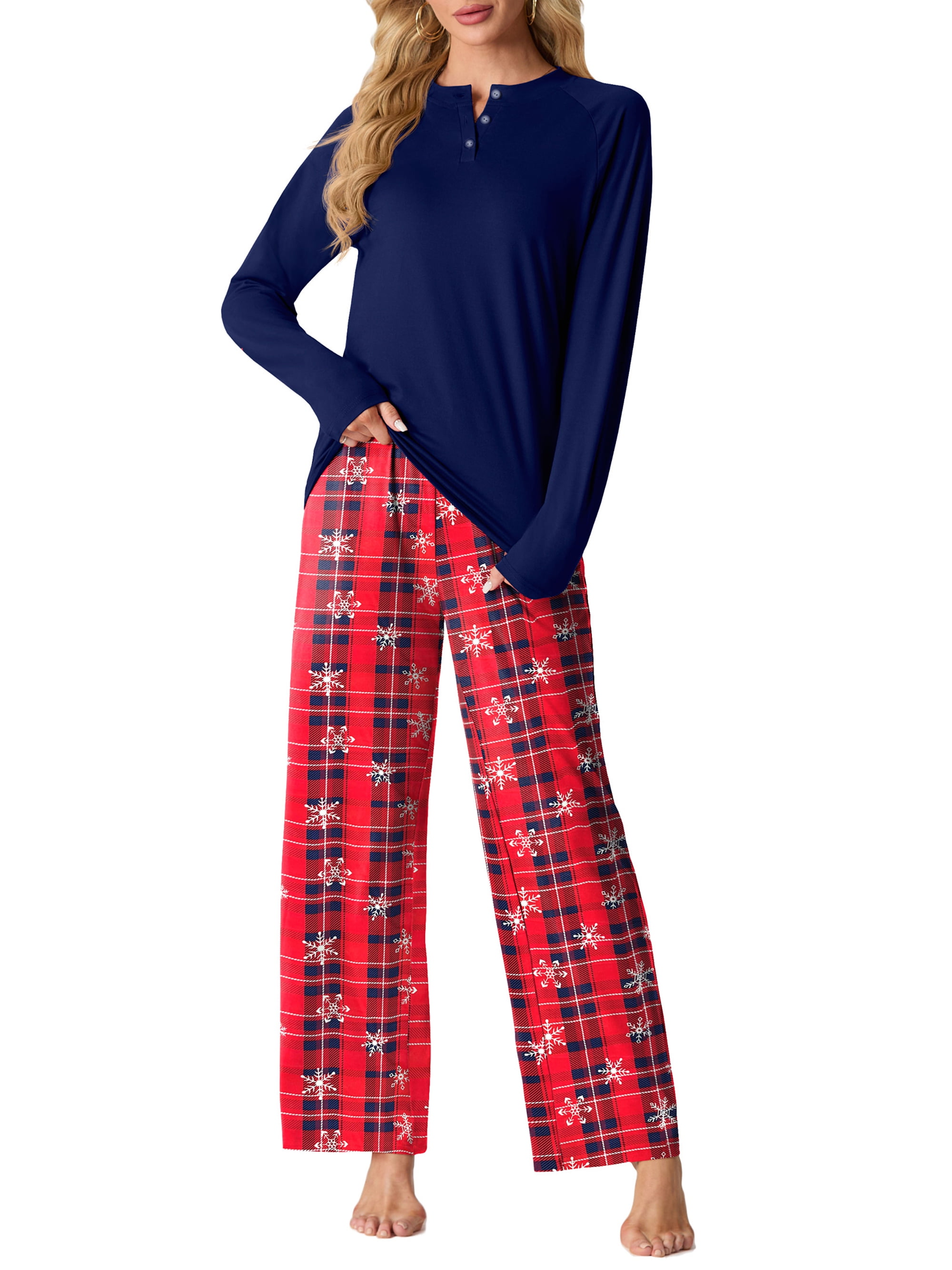MINTREUS Womens Pajama Sets Soft Long Sleeve Sleepwear Ladies ...