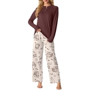 MINTREUS Womens Pajama Sets Soft Long Sleeve Sleepwear Ladies Loungewear Two Piece Pjs with Pockets