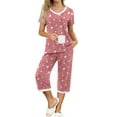 thumbnail image 1 of MINTREUS Womens Pajamas Short Sleeve Sleepwear Tops and Capri Pants Pjs Print Pajama Sets S-2XL, 1 of 7