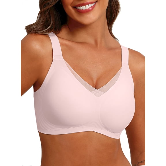 MINTREUS Womens Wireless Bras V Mesh Comfortable Bralette Supportive Tshirt Bra No Underwire Seamless Push Up