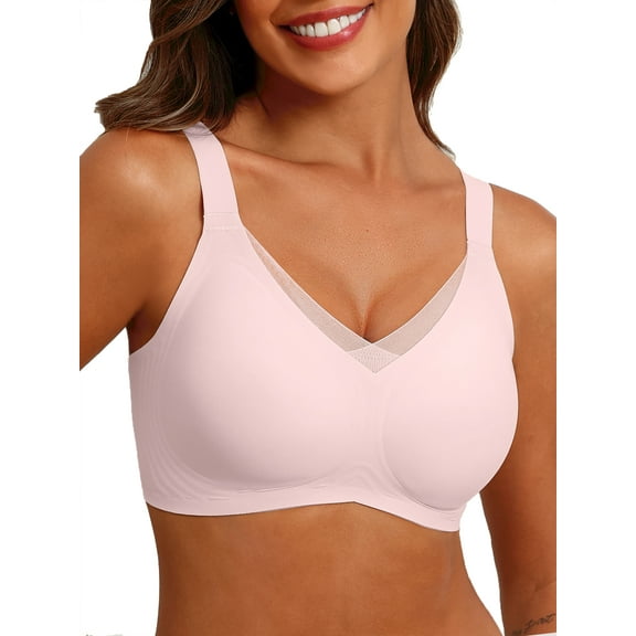 MINTREUS Womens Wireless Bras V Mesh Comfortable Bralette Supportive Tshirt Bra No Underwire Seamless Push Up
