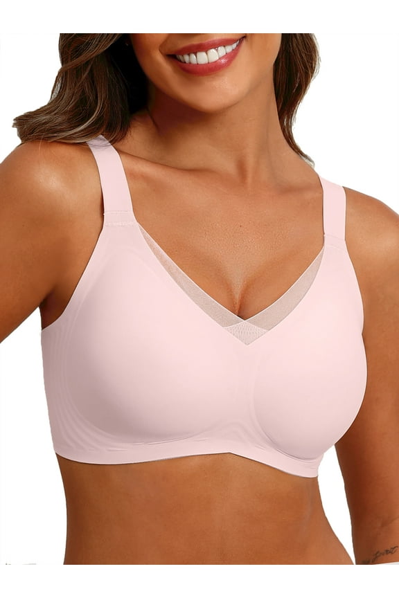 Womens Wireless Bras V Mesh Comfortable Bralette Supportive Tshirt Bra No Underwire Seamless Push Up